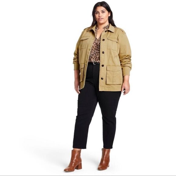 Nili Lotan x Target Khaki Button-Front Jacket - Picture 1 of 8
